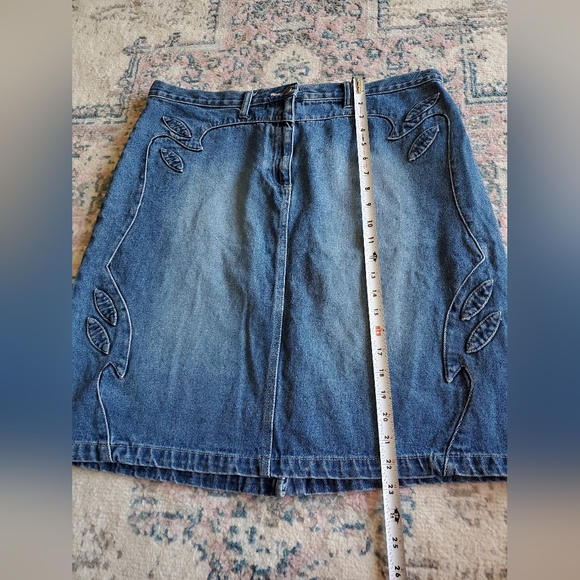 Faded Glory Vintage Y2K 90's Midi Blue Denim Skirt Women's Size 16 Boho Chic - Picture 8 of 8